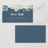 Blauwe Floral Baby shower Diaper Raffle Informatiekaartje (Voorkant / Achterkant)