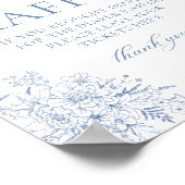 Blauwe Floral Baby shower Diaper Raffle Poster (Hoek)