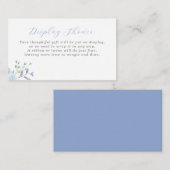 Blauwe Floral Baby shower Display Shower Enclosure Informatiekaartje (Voorkant / Achterkant)