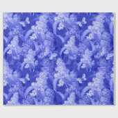 Blauwe Floral Background en Butterflies Cadeaupapier (Vlak)