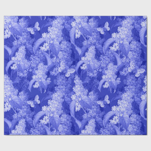 Blauwe Floral Background en Butterflies Cadeaupapier