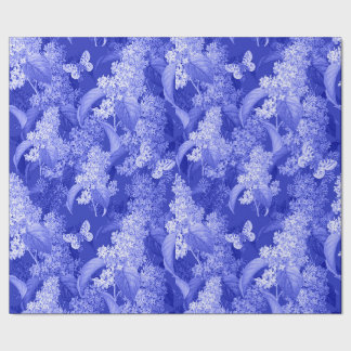 Blauwe Floral Background en Butterflies Cadeaupapier