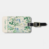  Blauwe Floral Bagagelabel (Voorkant horizontaal)