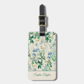  Blauwe Floral Bagagelabel (Voorkant verticaal)