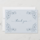  Blauwe Floral Bedankkaart (Voorkant)
