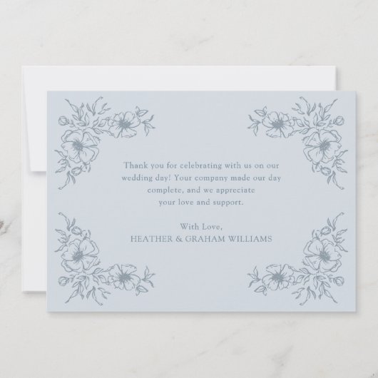  Blauwe Floral Bedankkaart (Achterkant)