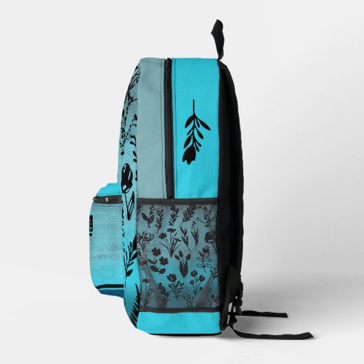 Blauwe Floral Bedrukte Rugzak (Rechts)