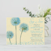 Blauwe Floral Birth Baby shower Sip en See Kaart (Staand voorkant)
