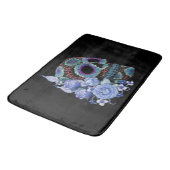 Blauwe Floral Black Sugar Skull Day of the Dead Badmat (Gekanteld)