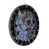 Blauwe Floral Black Sugar Skull Day of the Dead Dartbord (Voorkant Links)
