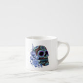 Blauwe Floral Black Sugar Skull Day of the Dead Espresso Kop (Rechts)