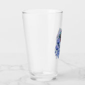Blauwe Floral Black Sugar Skull Day of the Dead Glas (Rechts)