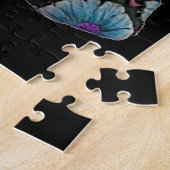 Blauwe Floral Black Sugar Skull Day of the Dead Legpuzzel (Zijkant)