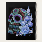 Blauwe Floral Black Sugar Skull Day of the Dead Planner (Achterkant)