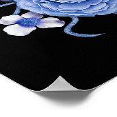 Blauwe Floral Black Sugar Skull Day of the Dead Poster (Hoek)