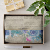 Blauwe Floral Book Page Ontkoppeling Tissuepapier (Geschenk)