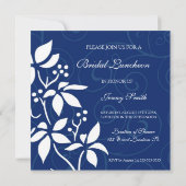 Blauwe Floral Bridal Luncheon Kaart (Achterkant)