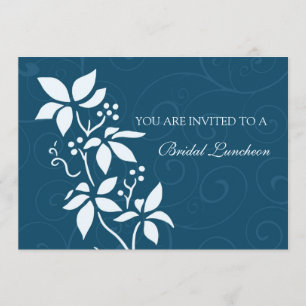 Blauwe Floral Bridal Luncheon Kaart