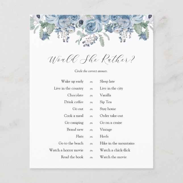 Blauwe Floral Bridal zou ze liever een spelletje s (Voorkant)