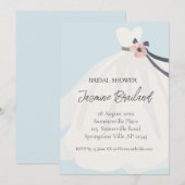 Blauwe Floral Bride Gown Vrijgezellenfeest Kaart (Voorkant / Achterkant)
