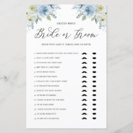 Blauwe Floral Bride of Groom zei dat ze Game zei