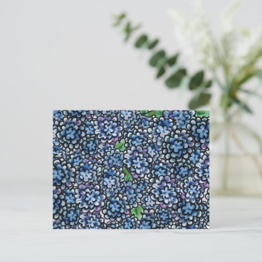 Blauwe Floral Briefkaart (Staand voorkant)