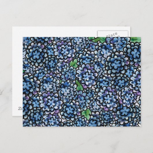 Blauwe Floral Briefkaart (Voorkant / Achterkant)