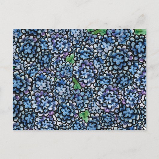 Blauwe Floral Briefkaart (Voorkant)
