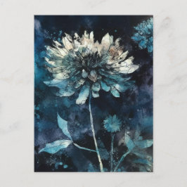 Blauwe Floral Briefkaart