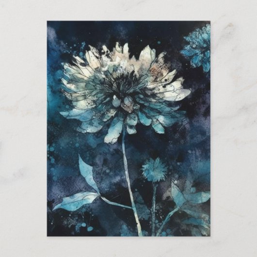 Blauwe Floral Briefkaart (Voorkant)