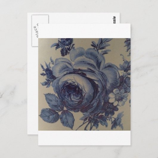 Blauwe Floral Briefkaart (Voorkant / Achterkant)