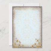 blauwe Floral bruiloft Kaart (Achterkant)