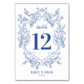 blauwe Floral bruiloft Kaart (Achterkant)