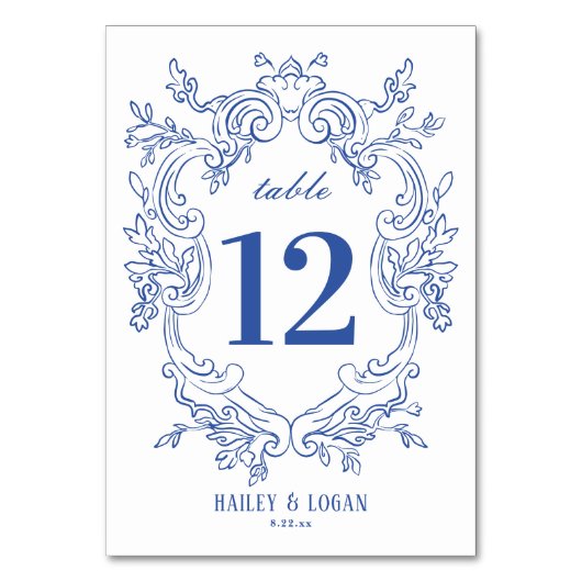  blauwe Floral bruiloft Kaart (Achterkant)