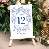  blauwe Floral bruiloft Kaart