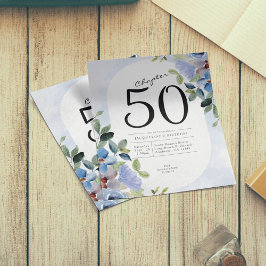 Blauwe Floral Budget 50th Birthday Uitnodiging Flyer