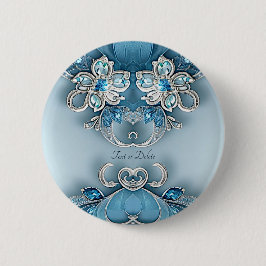 Blauwe  Floral Button