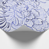  Blauwe Floral Cadeaupapier (Hoek)