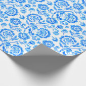 Blauwe Floral Cadeaupapier (Hoek)