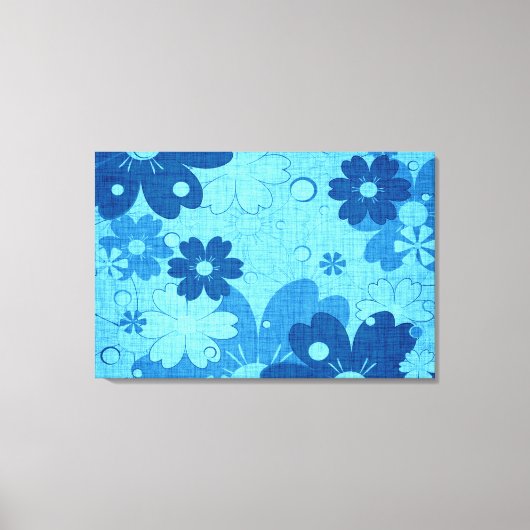 Blauwe Floral  Canvas Afdruk (Voorkant)