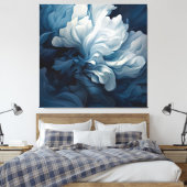 Blauwe Floral Canvas Afdruk (Insitu (Slaapkamer))