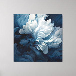 Blauwe Floral Canvas Afdruk