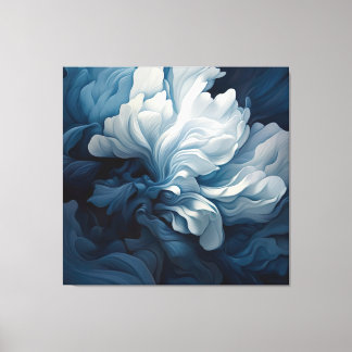 Blauwe Floral Canvas Afdruk