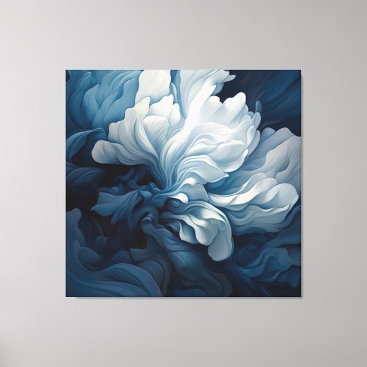 Blauwe Floral Canvas Afdruk (Voorkant)
