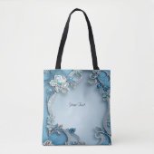 Blauwe  Floral Canvas tas (Voorkant)