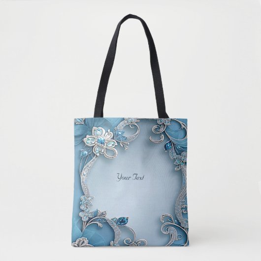 Blauwe  Floral Canvas tas (Voorkant)