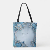 Blauwe  Floral Canvas tas (Achterkant)