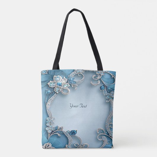 Blauwe  Floral Canvas tas (Achterkant)