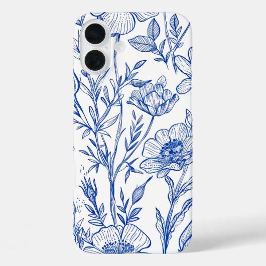 Blauwe Floral Case-Mate iPhone Case (Achterkant)