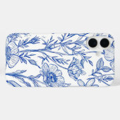 Blauwe Floral Case-Mate iPhone Case (Achterkant (horizontaal))